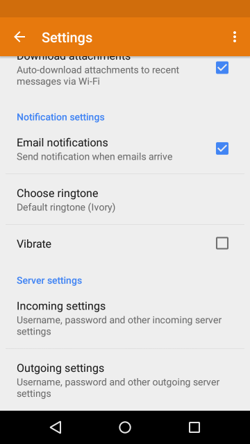 Outgoing settings Add SMTP server